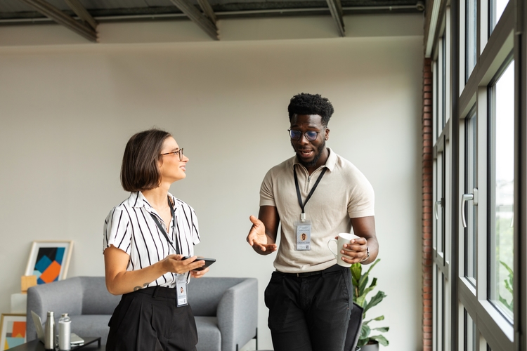 Recruiters talking to one another 